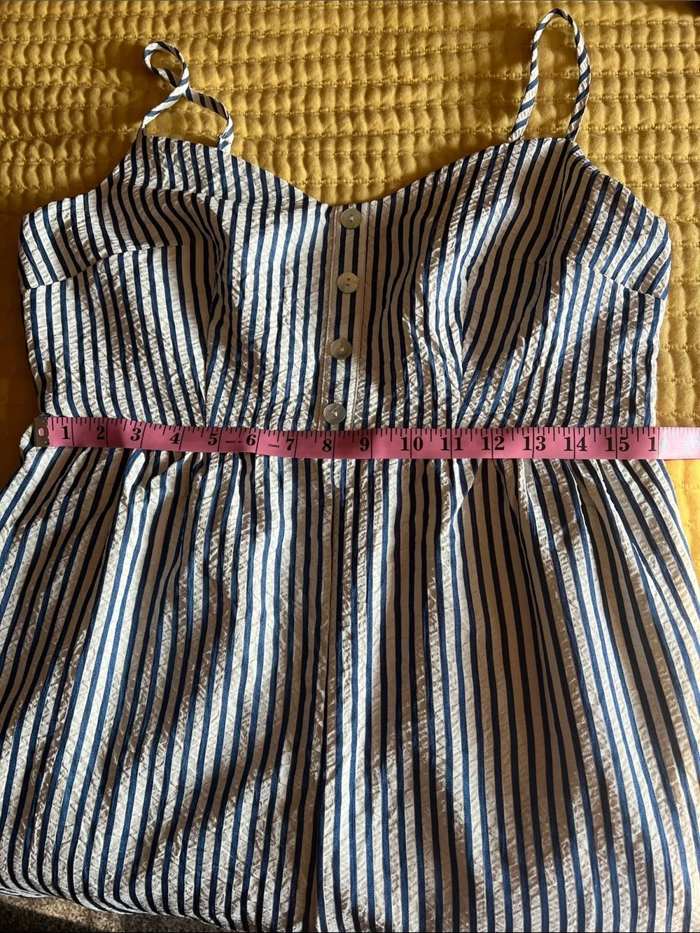 Cupshe White and Navy Striped Wide Leg Jumpsuit